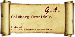 Goldberg Arszlán névjegykártya